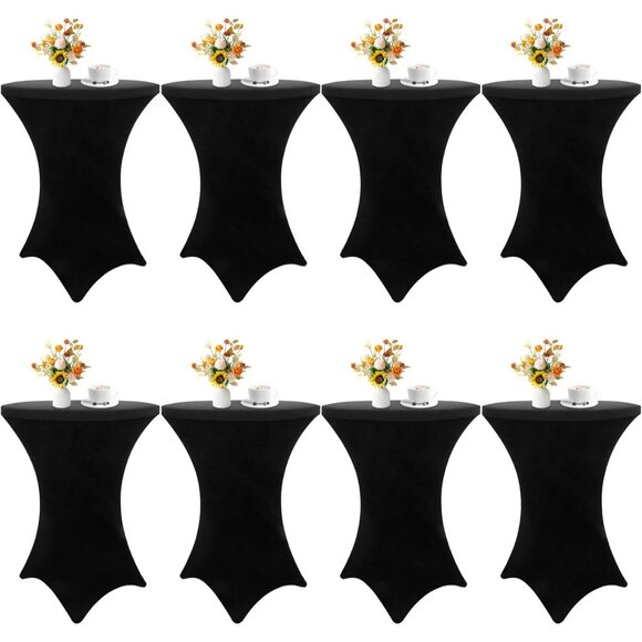 Sleek & Fitted Black Cocktail Table Covers - 8-Pack 32x43 Inch for Celebrations